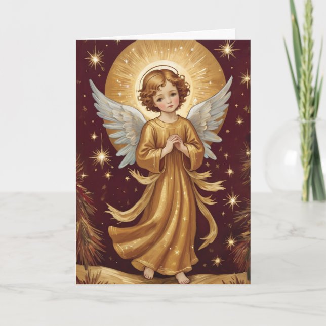 Tarjeta Festiva Mensaje personalizado Angel de Navidades de la mod (Anverso)