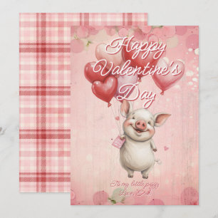 Tarjeta Festiva Mensaje personalizado cerdo animal día de San Vale
