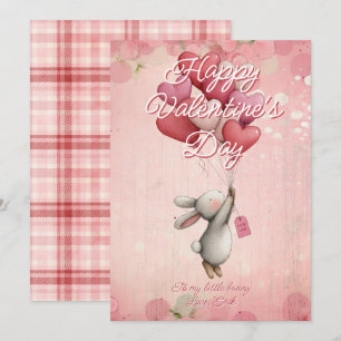 Tarjeta Festiva Mensaje personalizado conejo Animal Día de San Val