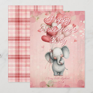 Tarjeta Festiva Mensaje personalizado elefante animal día de San V