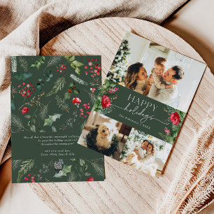 Tarjeta Festiva Mensaje personalizado Foliage verde del bosque 3 F