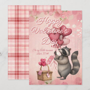 Tarjeta Festiva Mensaje personalizado Mapache Animal Día de San Va