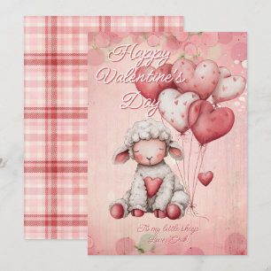 Tarjeta Festiva Mensaje Personalizado Oveja Animal Día de San Vale