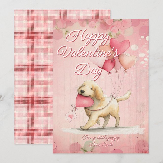 Tarjeta Festiva Mensaje personalizado perro animal día de San Vale (Anverso / Reverso)