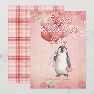 Tarjeta Festiva Mensaje personalizado pingüino animal día de San V