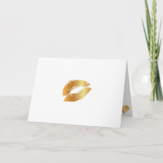 Tarjeta Festiva Mensaje PixDezines Kiss, Kiss, Faux Gold Lips/DIY