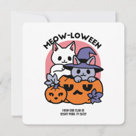 Tarjeta Festiva Meow-Loween - Diseño de gato lindo de Halloween