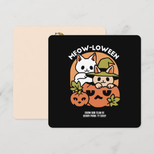 Tarjeta Festiva Meow-Loween - Diseño festivo de gatos de Halloween