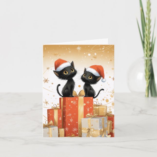 Tarjeta Festiva Meowry Xmas (Anverso)