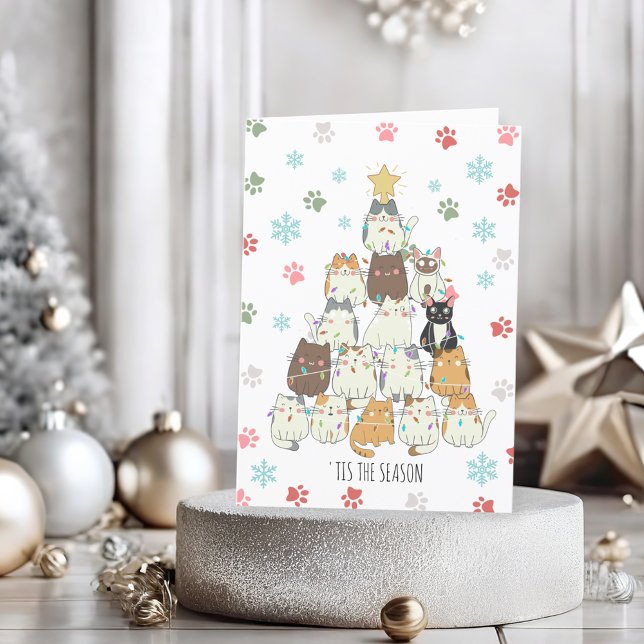 Tarjeta Festiva Meowy Catmas (The purr-fect Christmas card for cat lovers!)
