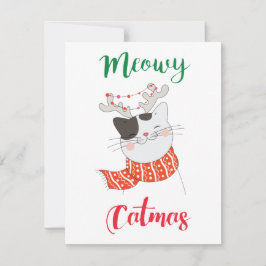 Tarjeta Festiva Meowy Catmas, Cat Merry Christmas