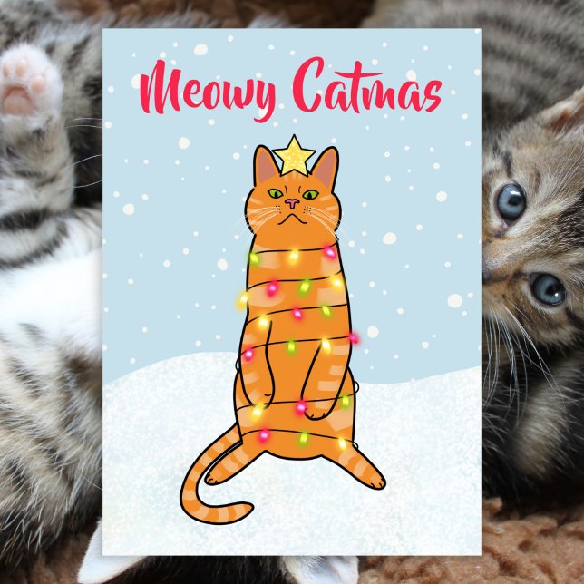 Tarjeta Festiva Meowy catmas pun Navidades de gatos graciosos se i (Subido por el creador)