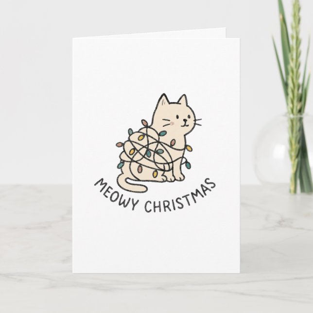Tarjeta Festiva Meowy Christmas - Funny Christmas Card (Anverso)