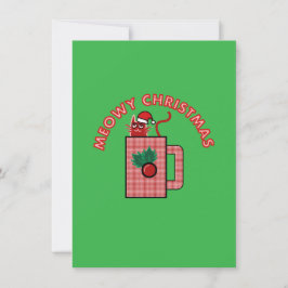 Tarjeta Festiva MEOWY CHRISTMAS Holiday Greeting Card Green
