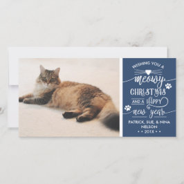 Tarjeta Festiva Meowy Christmas Photo Card, Cat, EDITABLE COLOR