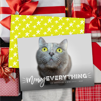 Tarjeta Festiva Meowy Everything Cuke Cat Whiskers Foto Funny Masc