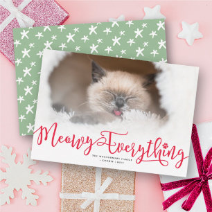 Tarjeta Festiva Meowy Everything Elegant Script Cat Funny Photo