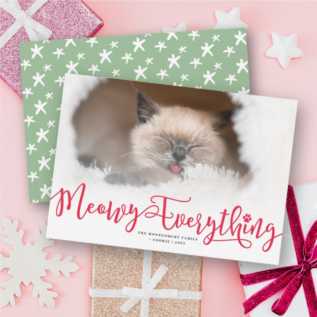 Tarjeta Festiva Meowy Everything Elegant Script Cat Funny Photo (Subido por el creador)