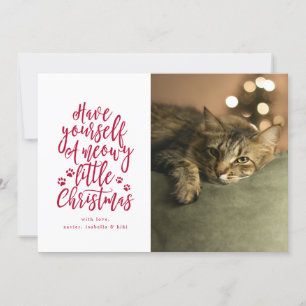 Tarjeta Festiva Meowy Little Navidades White Holiday Photo Card