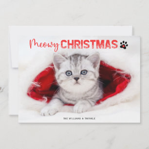 Tarjeta Festiva Meowy Navidades 3 Photo Cat Lover Mascota Paw Prin