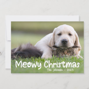 Tarjeta Festiva Meowy Navidades Cat Dog Family Photo