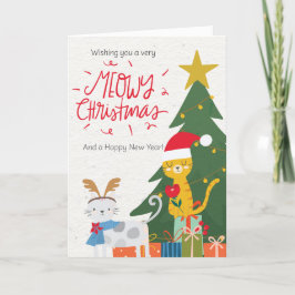 Tarjeta Festiva Meowy Navidades Cats