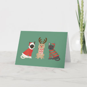 Tarjeta Festiva Meowy Navidades Cats