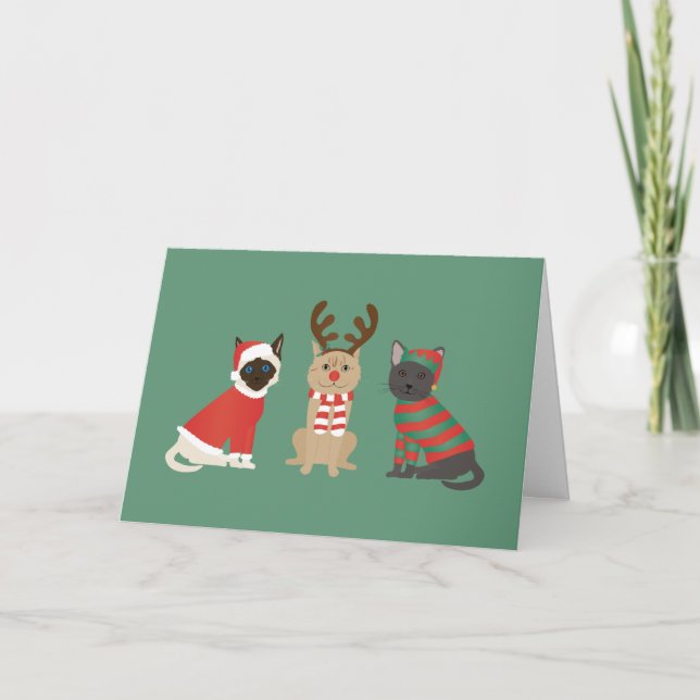 Tarjeta Festiva Meowy Navidades Cats (Anverso)
