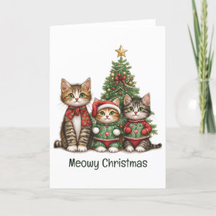 Tarjeta Festiva Meowy Navidades Cats