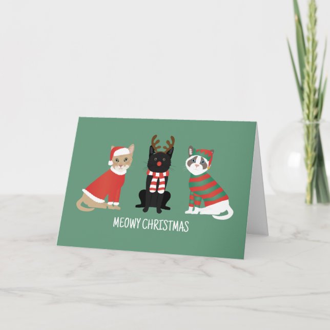 Tarjeta Festiva Meowy Navidades Cats (Anverso)
