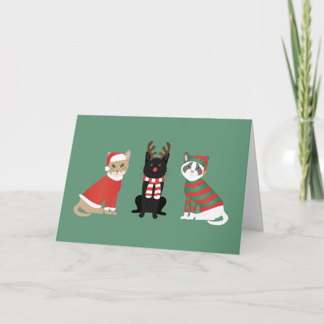 Tarjeta Festiva Meowy Navidades Cats (Anverso)