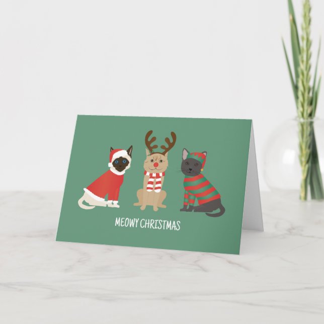 Tarjeta Festiva Meowy Navidades Cats (Anverso)