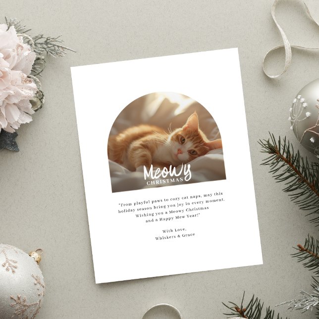 Tarjeta Festiva Meowy Navidades De Cute Cat Arch Photo (Subido por el creador)