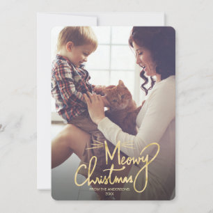 Tarjeta Festiva Meowy Navidades Funny Cat Christmas Photo Card