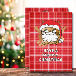 Tarjeta Festiva Meowy Navidades Funny Cat Personalizado Cute