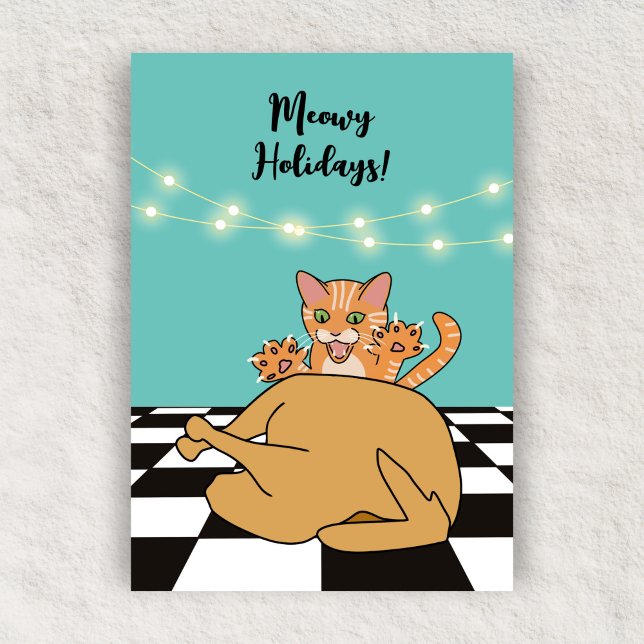 Tarjeta Festiva Meowy Navidades Funny Cat Personalizado de Turquía (Subido por el creador)
