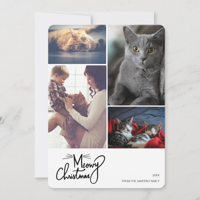 Tarjeta Festiva Meowy Navidades Funny Cat ThPersonalizado 4 Foto (Anverso)