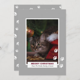 Tarjeta Festiva Meowy Navidades Gato Pinturas Blancas Imprime Foto