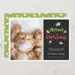 Tarjeta Festiva Meowy Navidades Kitty Navidades modernos foto verd