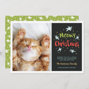 Tarjeta Festiva Meowy Navidades Kitty Navidades modernos foto verd