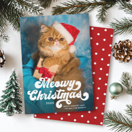 Tarjeta Festiva Meowy Navidades simple foto moderna divertida