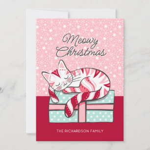 Tarjeta Festiva Meowy Navidades Sleeping Kitty