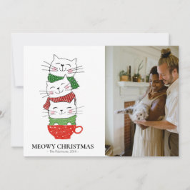 Tarjeta Festiva Meowy Navidades Tres Cuadros De La Copa De Gatos C