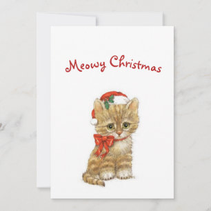 Tarjeta Festiva Meowy Navidades Vintage Retro Cat