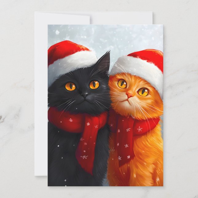 Tarjeta Festiva Meowy Navidades Winter Love (Anverso)