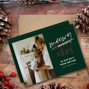Tarjeta Festiva Meowy Vibes Merry Christmas Flat Photo Card