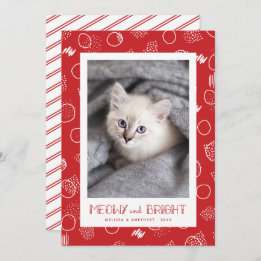 Tarjeta Festiva Meowy y Bright | Rojo | Foto Mascota