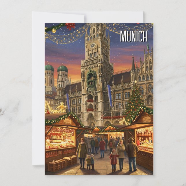Tarjeta Festiva Mercado de Navidades de Alemania Munich Marienplat (Anverso)