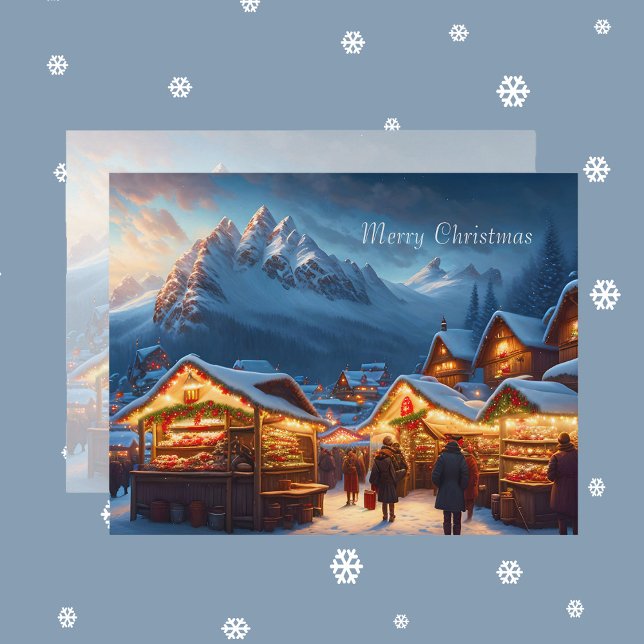 Tarjeta Festiva Mercado de navidades en las montañas - personaliza (Subido por el creador)