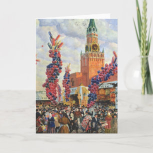 Tarjeta Festiva Mercado de Pascua en la Moscú el Kremlin, 1917